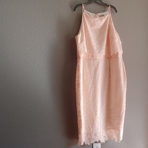Light pink lace halter midi dress